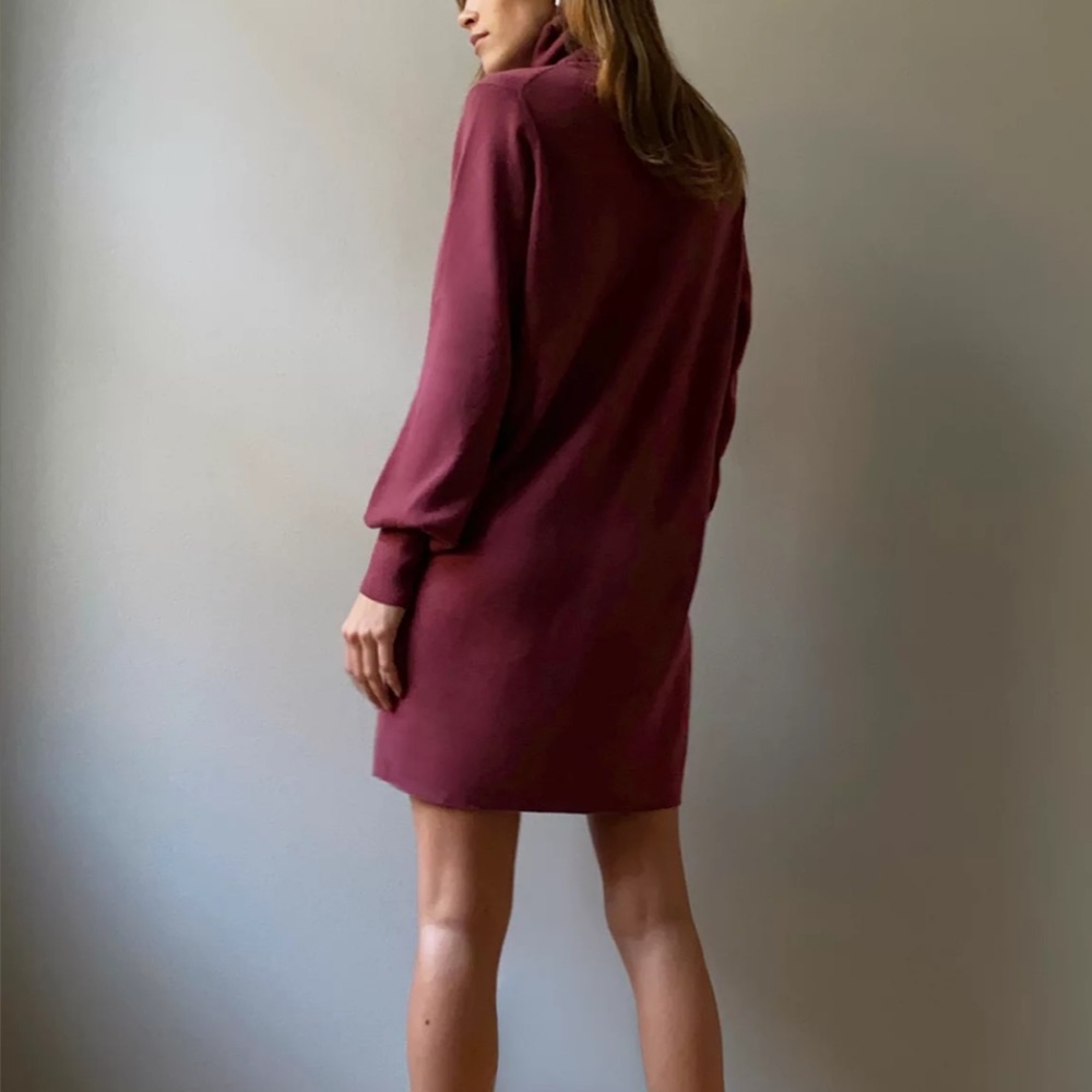 Aritzia Wilfred Rebecca Frosted Plum Purple Knit Turtleneck Long Sleeve Dress - Picture 12 of 13